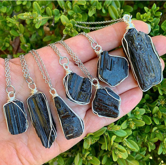 Rough Black Tourmaline Pendants for Necklace