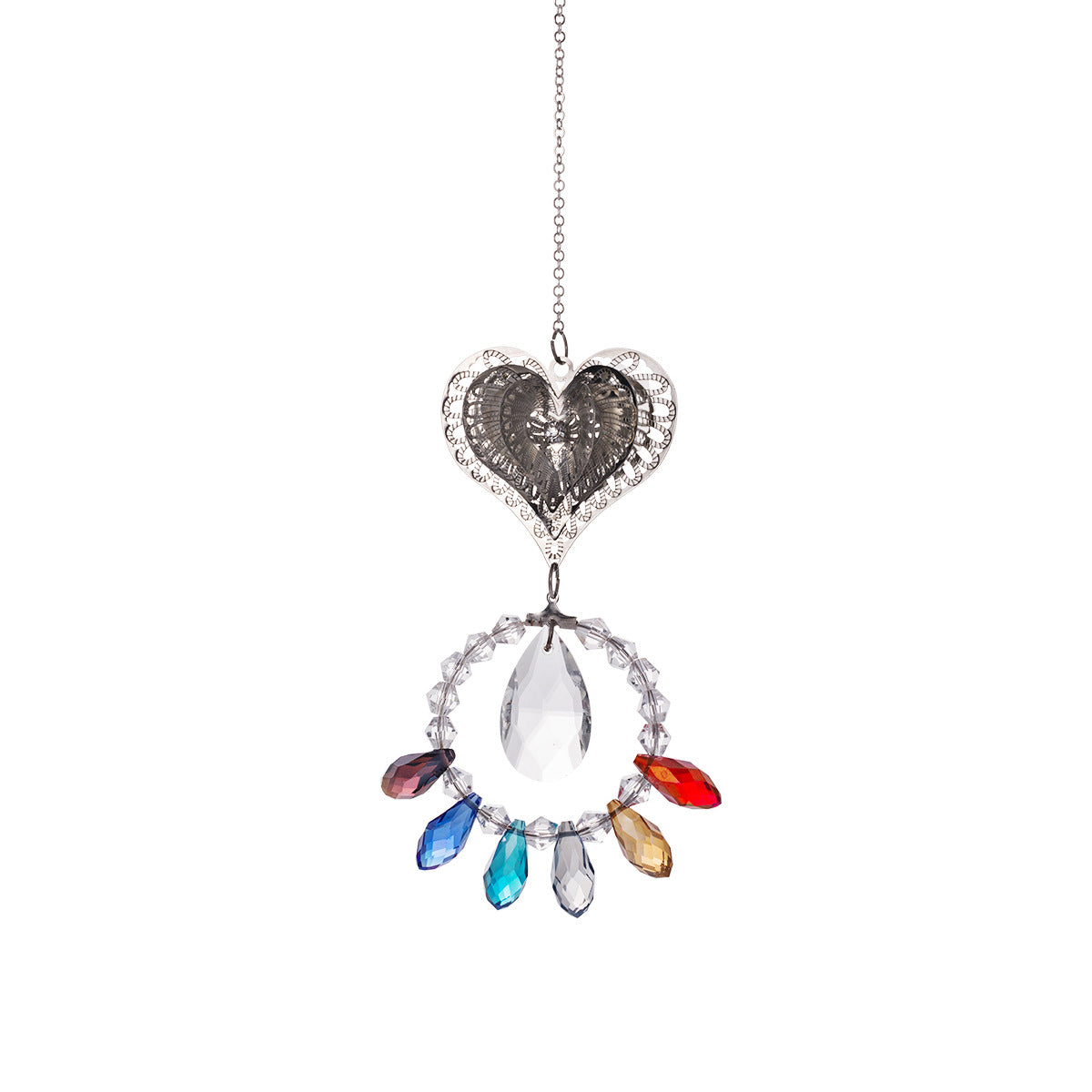 Chakra Heart and Angel Pendant Suncatcher Ornaments