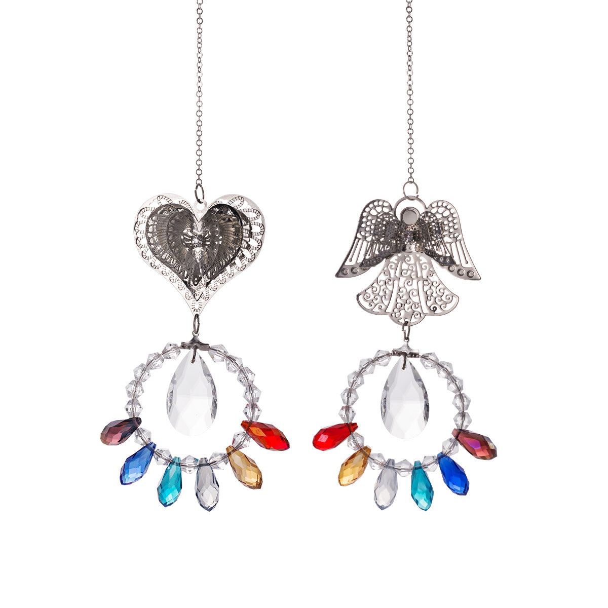 Chakra Heart and Angel Pendant Suncatcher Ornaments