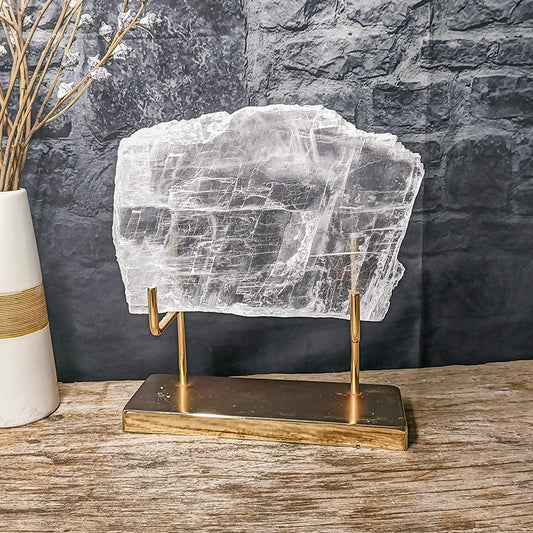 Clear Selenite Raw Stone Art Ornament