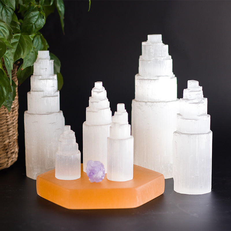 Selenite Tower Ornaments for Energy Healing