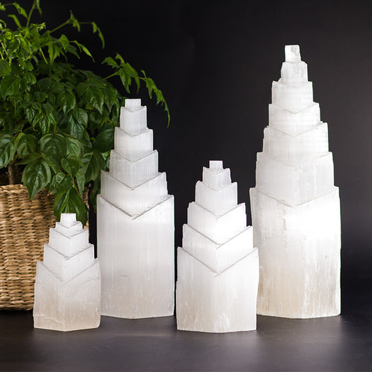 Selenite Diamond Tower Ornaments