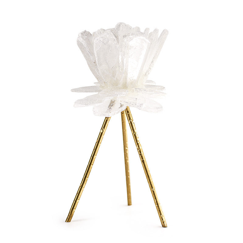 Selenite Cup Flower Standing Candle Holder Home Ornaments