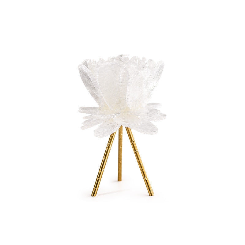 Selenite Cup Flower Standing Candle Holder Home Ornaments