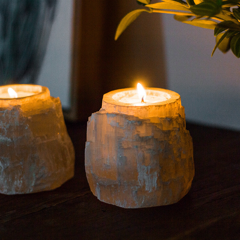 3 Shapes of Selenite Candle Holder Ornaments