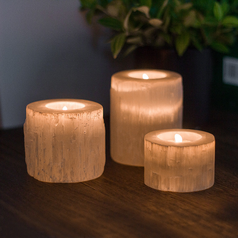 3 Shapes of Selenite Candle Holder Ornaments