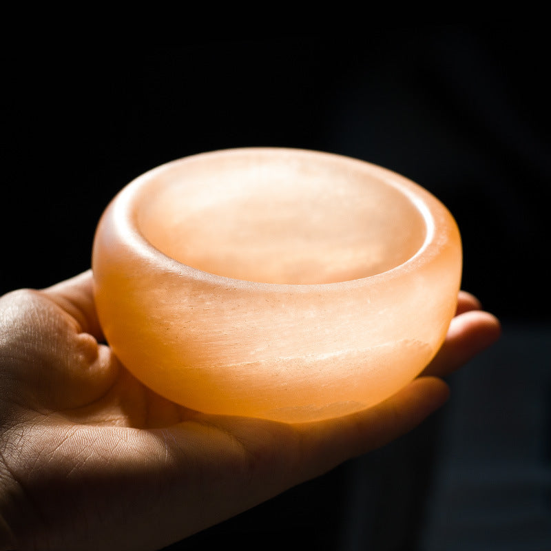 Selenite Orange White Bowl for Healing Ornaments