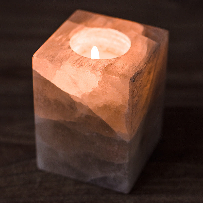 Sugar Cube Shape Selenite Candle Holder Ornaments