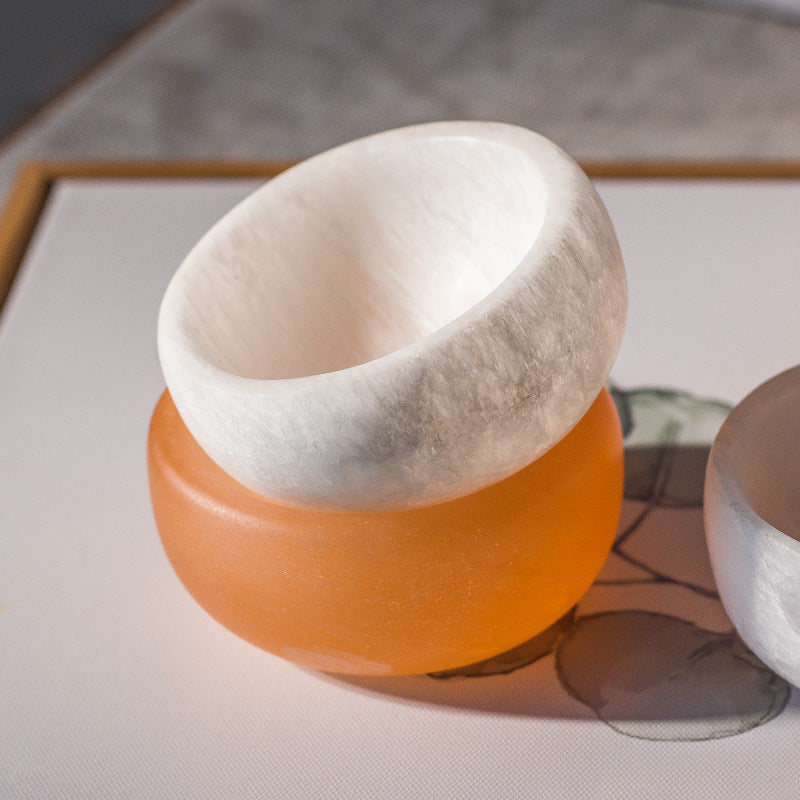 Selenite Orange White Bowl for Healing Ornaments