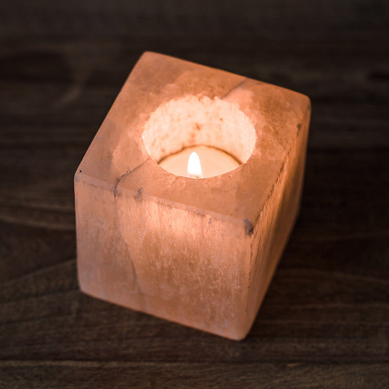 Sugar Cube Shape Selenite Candle Holder Ornaments