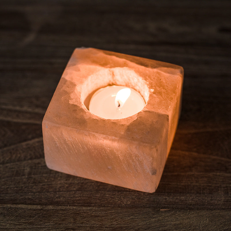 Sugar Cube Shape Selenite Candle Holder Ornaments