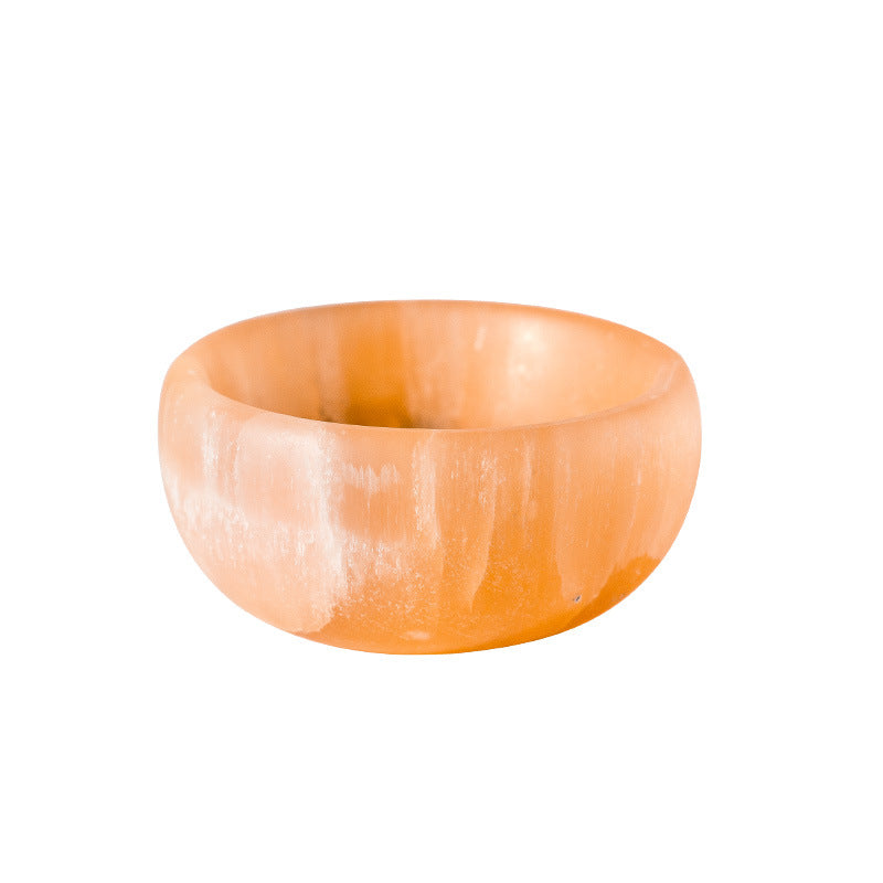 Selenite Orange White Bowl for Healing Ornaments