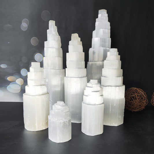 Selenite Tower Ornaments for Energy Healing