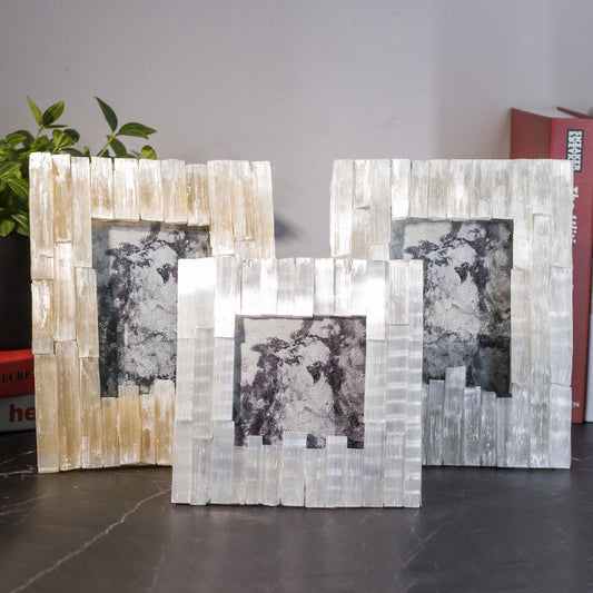 Vertical Bar Gravel Selenite Photo Frame Home Ornaments