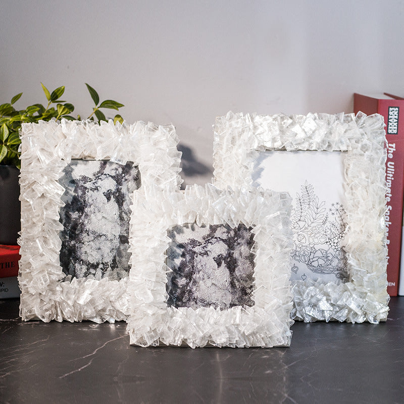 Vertical Bar Gravel Selenite Photo Frame Home Ornaments