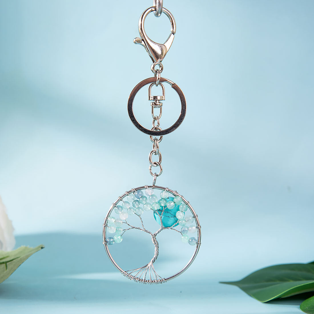 Life Tree Crystal Chip Chakra Key Chains