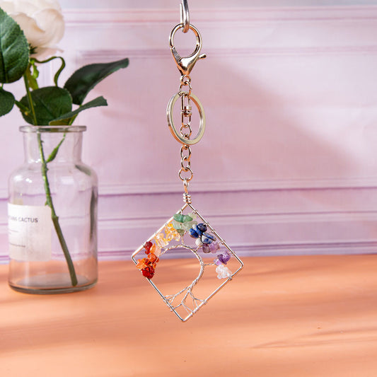 Life Tree Crystal Chip Chakra Key Chains