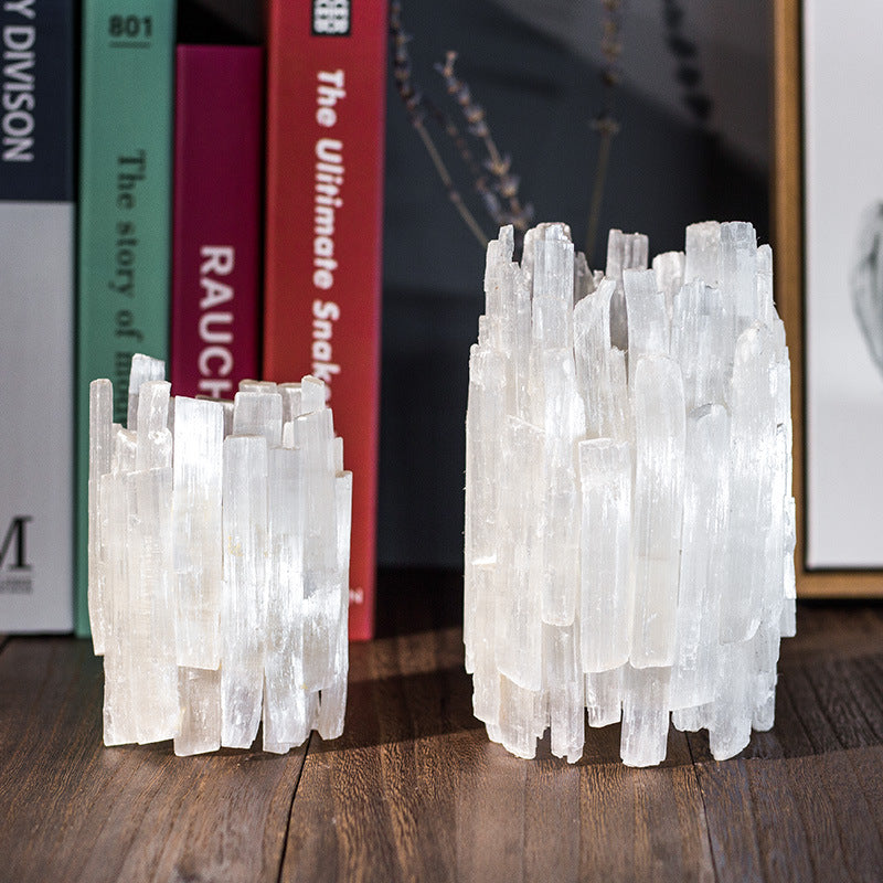 Selenite Irregular Wand Candle Holder Ornaments