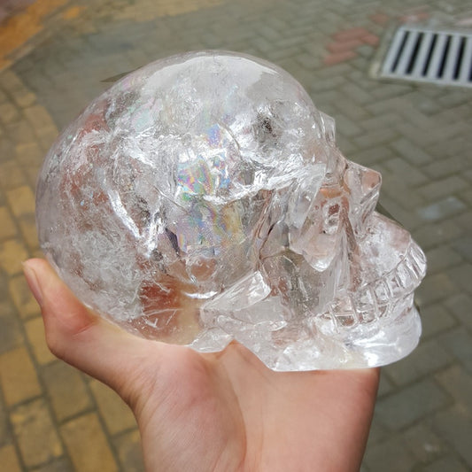 High Transparency Clear Quartz Skulls with Rainbow