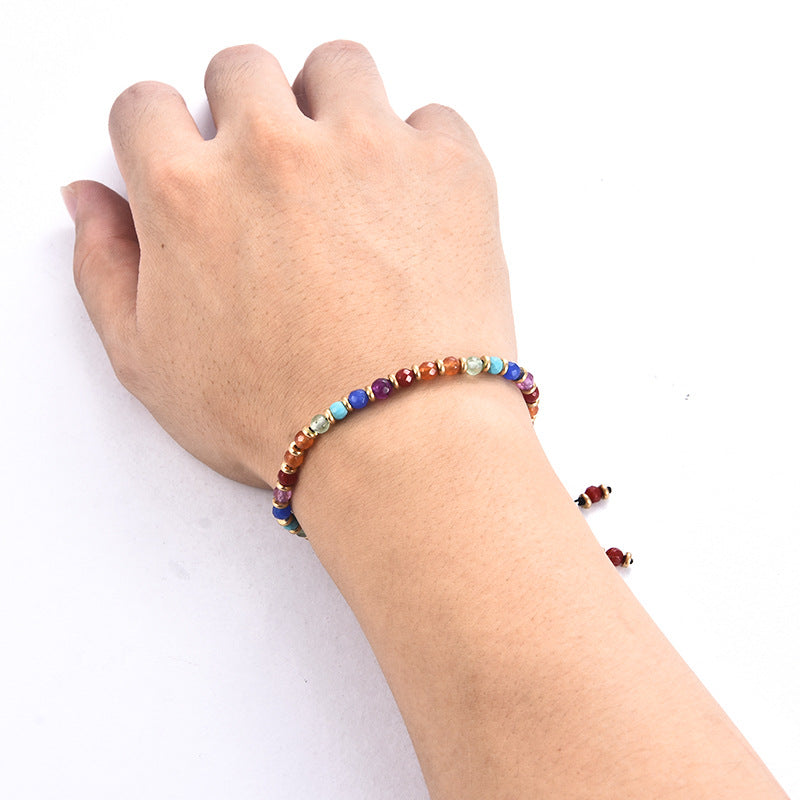 4mm 3mm Rainbow Color Chakra Bead Bracelets