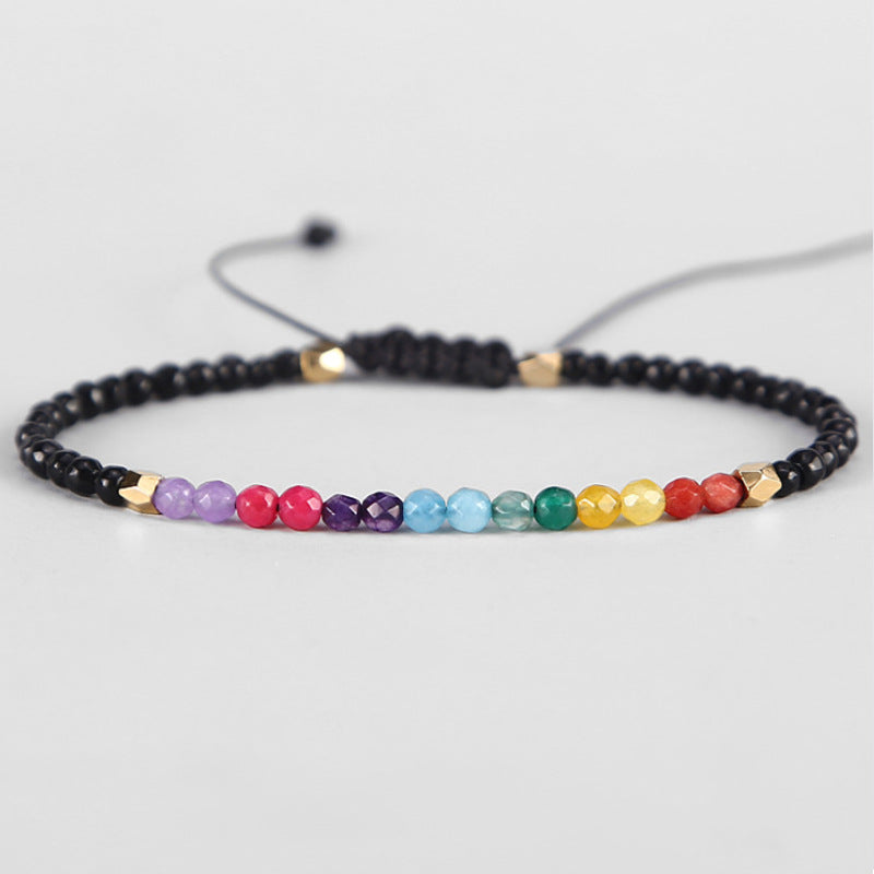 4mm 3mm Rainbow Color Chakra Bead Bracelets