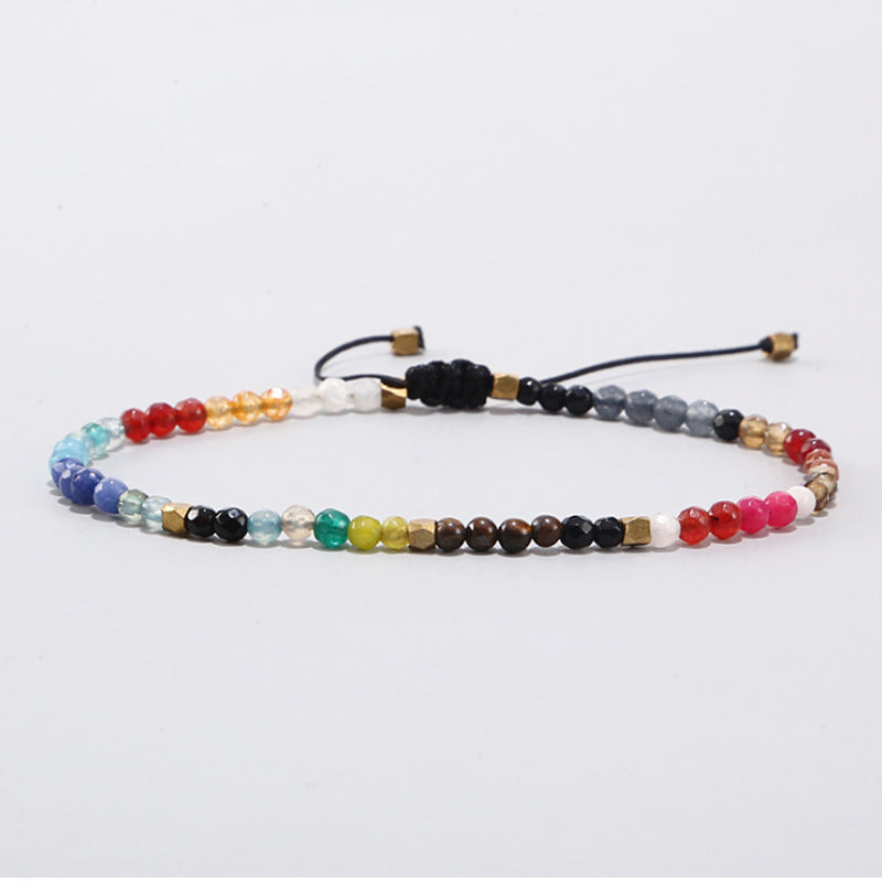 4mm 3mm Rainbow Color Chakra Bead Bracelets