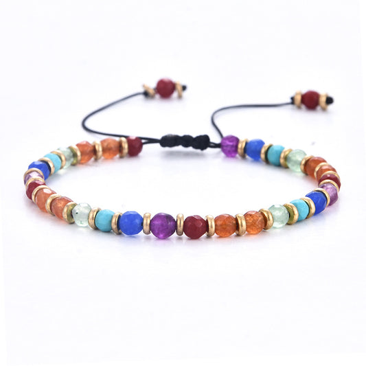 4mm 3mm Rainbow Color Chakra Bead Bracelets