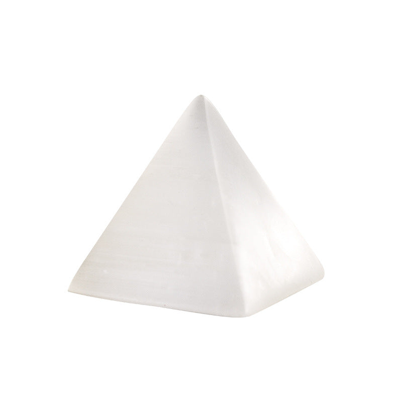 Orange White Selenite Pyramid Healing Ornaments