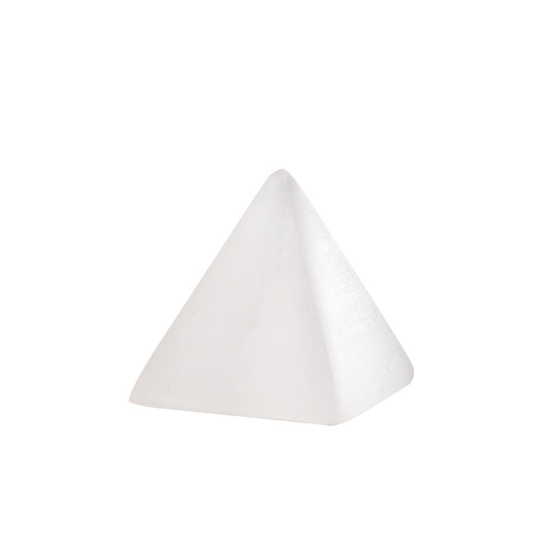 Orange White Selenite Pyramid Healing Ornaments