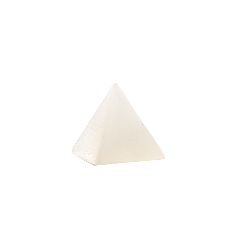 Orange White Selenite Pyramid Healing Ornaments