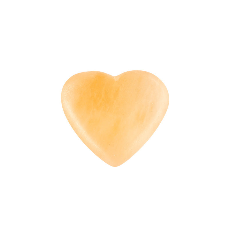 Orange White Selenite Polished Hearts Ornament