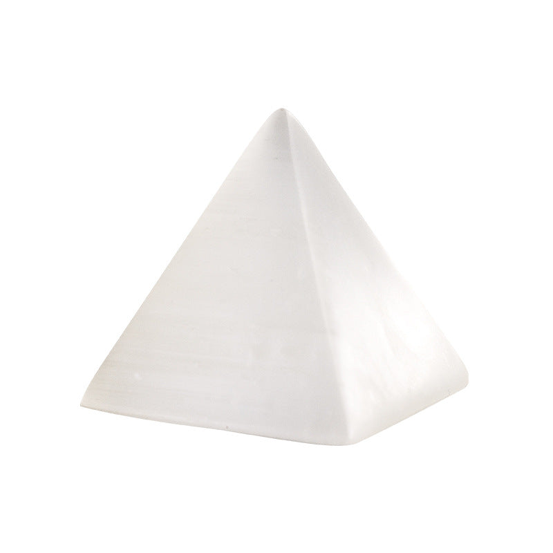 Orange White Selenite Pyramid Healing Ornaments