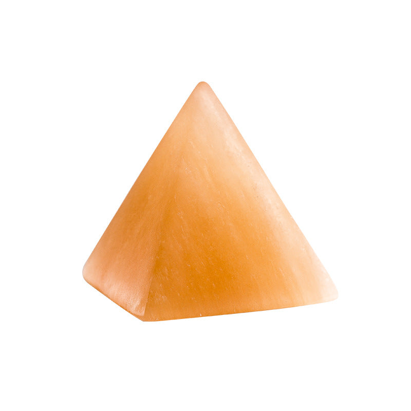 Orange White Selenite Pyramid Healing Ornaments