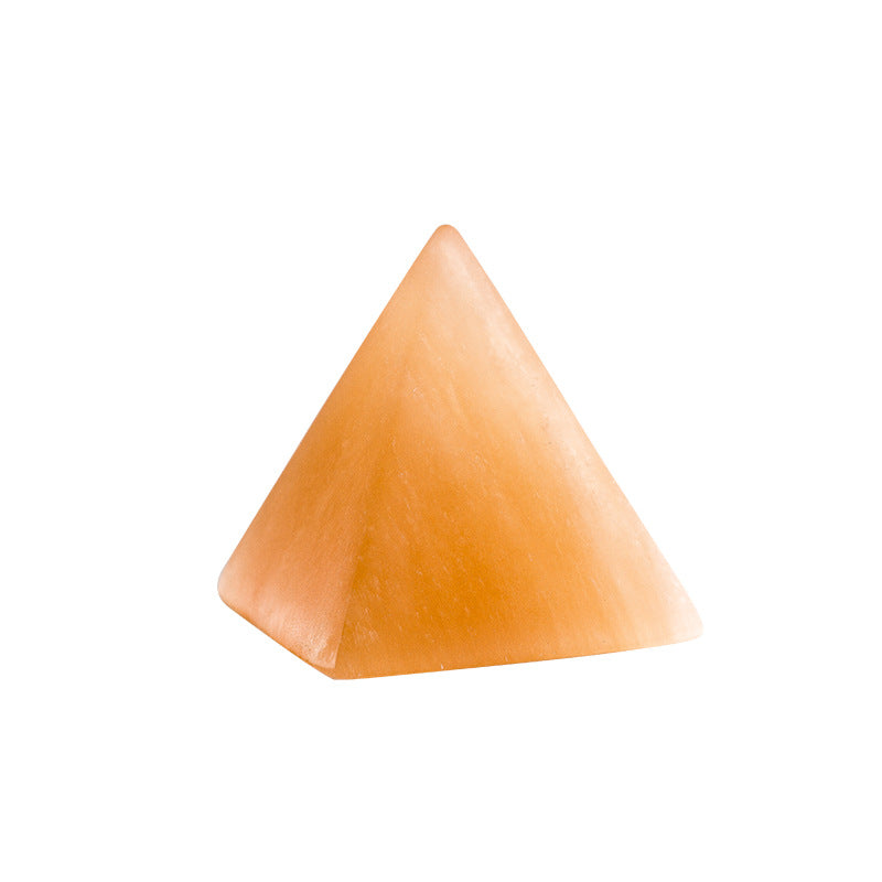 Orange White Selenite Pyramid Healing Ornaments