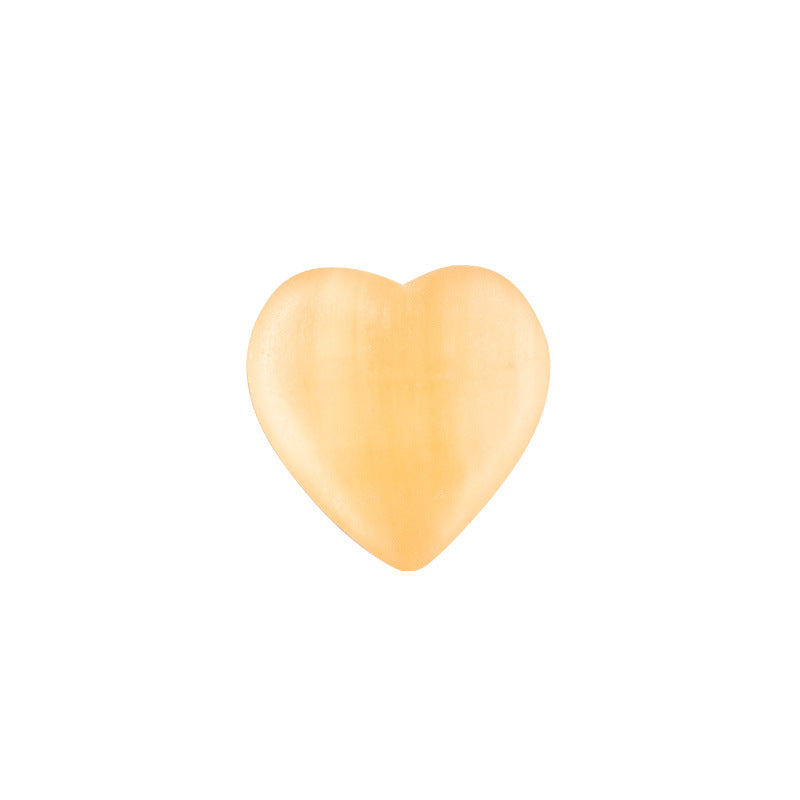 Orange White Selenite Polished Hearts Ornament