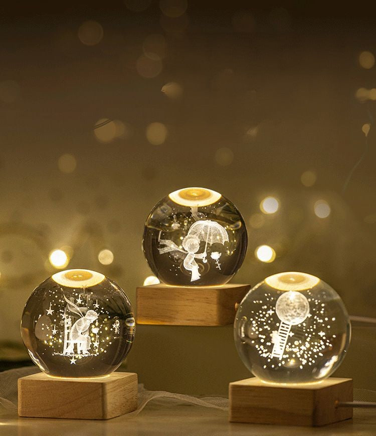 23 Styles of Clear Glass Laser Inner Carving LED Sphere Ornaments