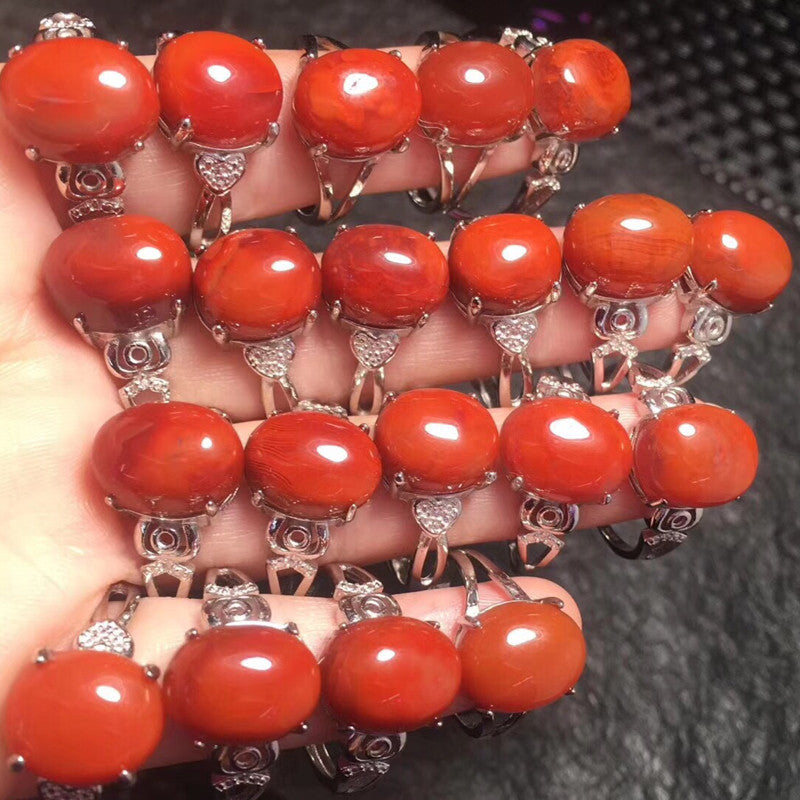 Natural South Red Agate Rings