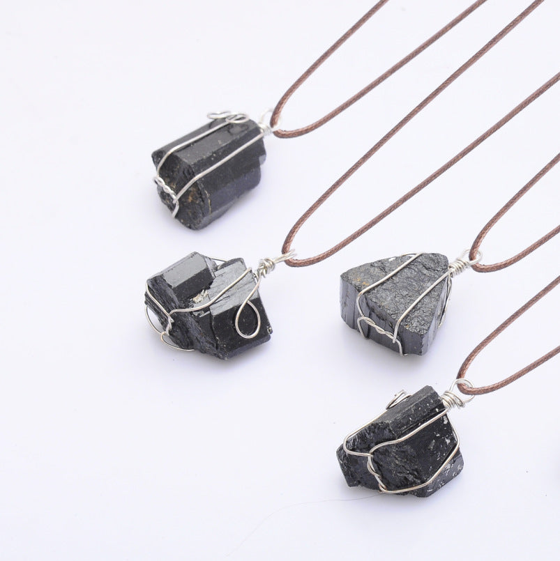 Rough Black Tourmaline Pendants for Necklace