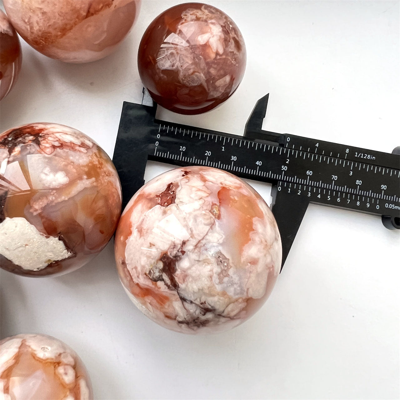 Red Sakura Flower Agate Spheres