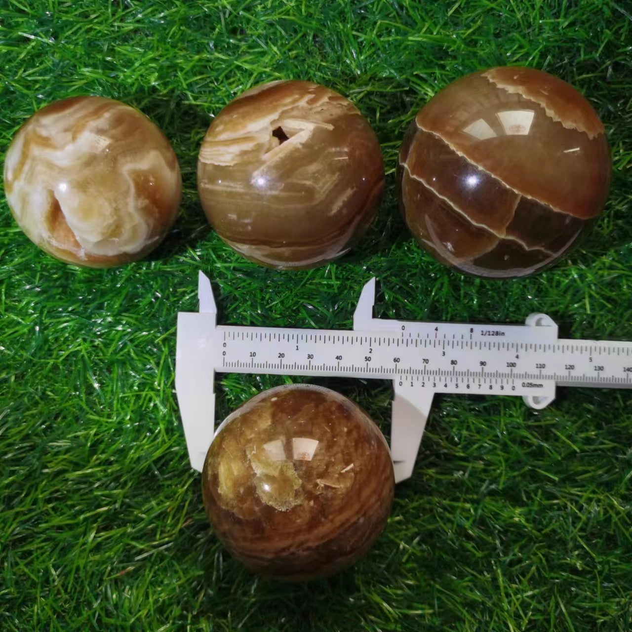 Amber Flower Agate Spheres