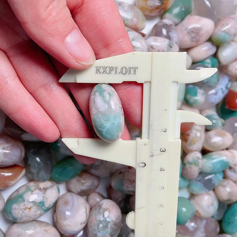 Green Flower Agate Tumble Stones