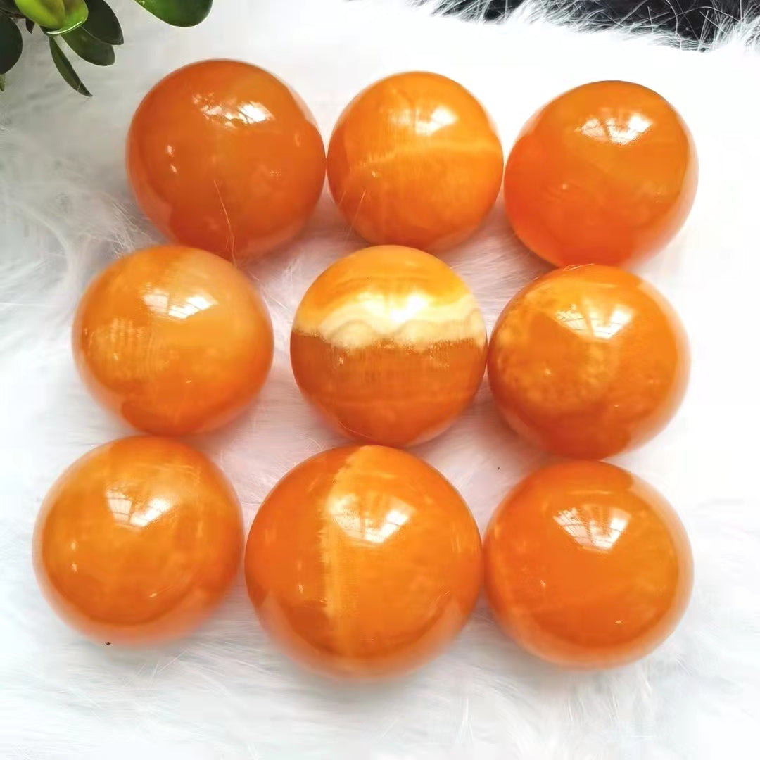 Yellow Calcite Stone Spheres