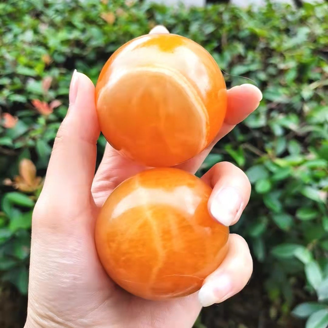 Yellow Calcite Stone Spheres