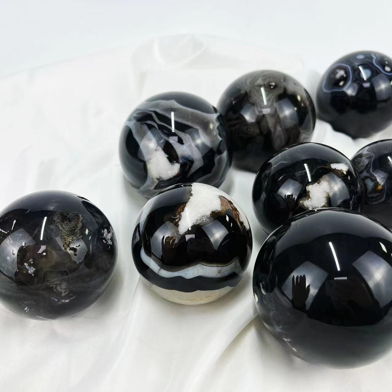 Black Lace Agate Spheres