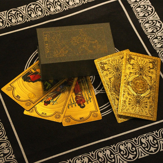 7 Metaphysics Golden Color Tarot Card Set with Guidebooks