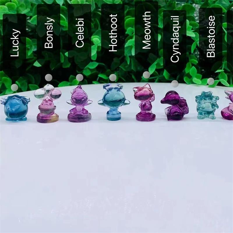 Rainbow Fluorite Mini Pokemen Carvings