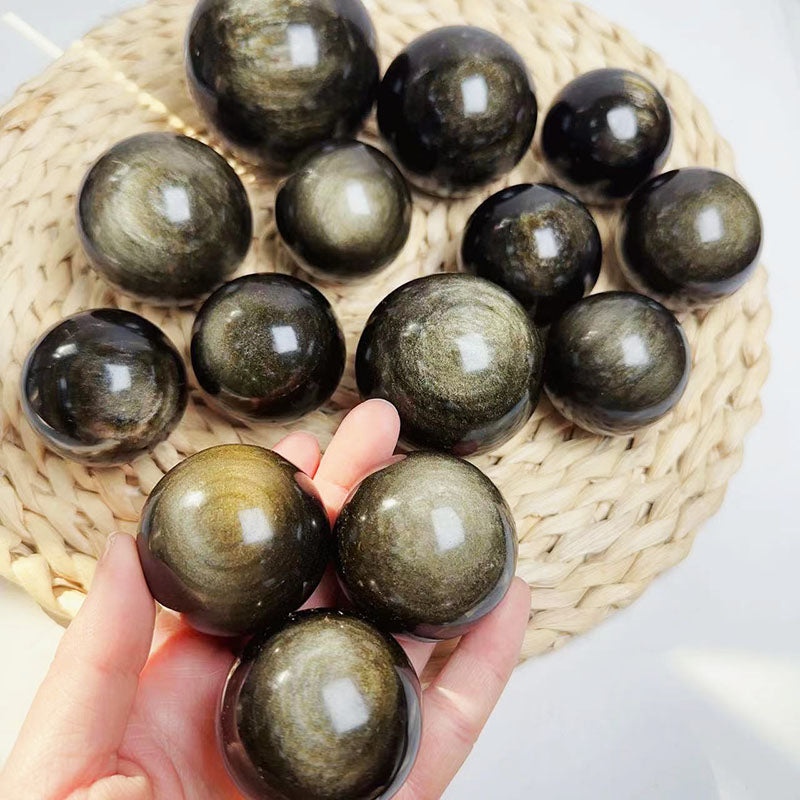 Strong Flash Golden Obsidian Spheres