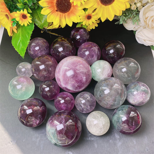 Green and Purple Fluorite Spheres