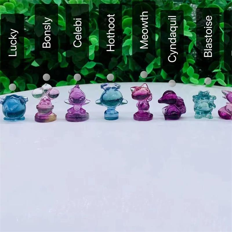 Rainbow Fluorite Mini Pokemen Carvings