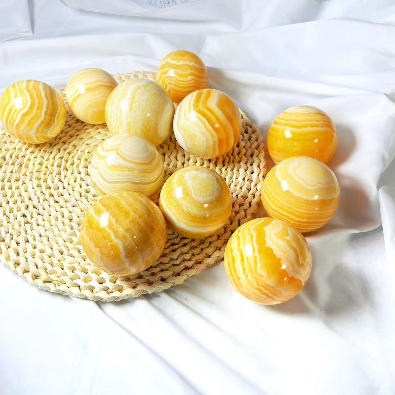 Yellow Honey Calcite Spheres